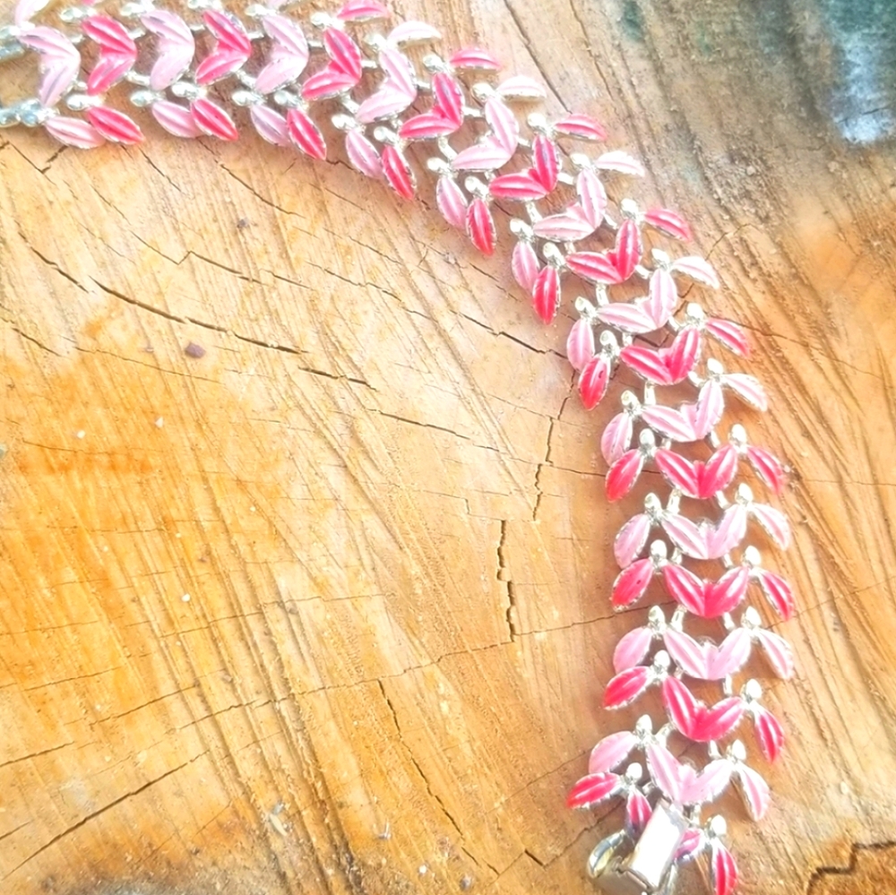 Vintage 2-tone Pink Leaves 50's Bracelet